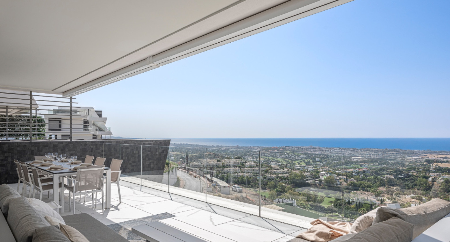 Stunning Corner Middle-Floor Apartment with Panoramic Golf & Sea Views